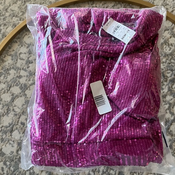 NWT Express Sequin One Shoulder Formal Maxi Dress, Berry Pink, XL - Picture 2 of 4
